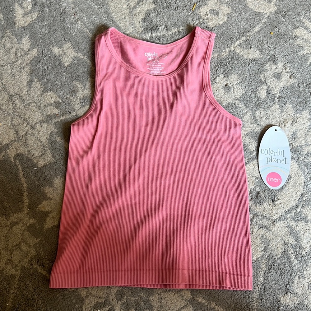 💘 NWT girls seamless tank colorful planet teen size medium 10